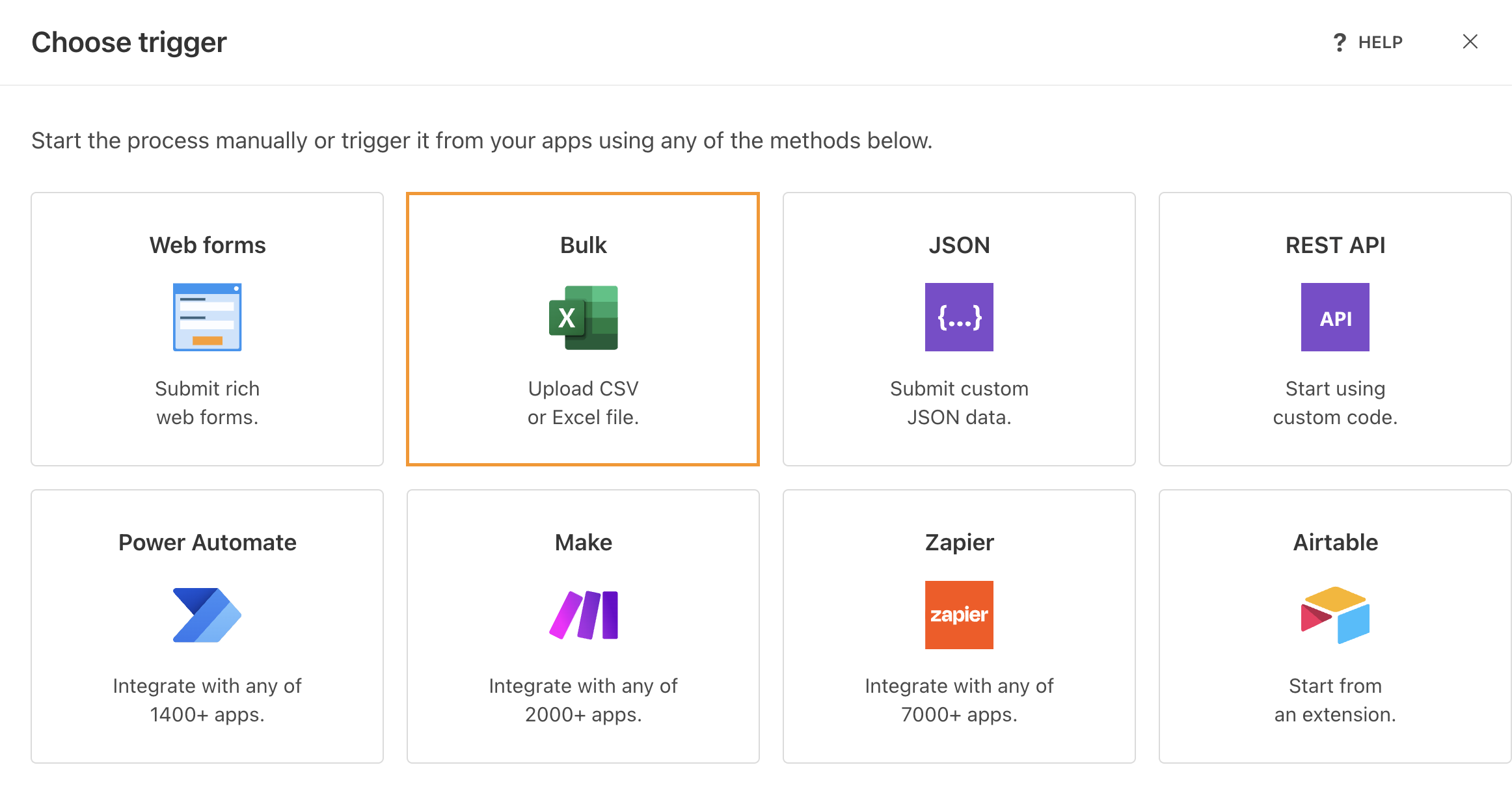 Upload CSV or Excel file to start process