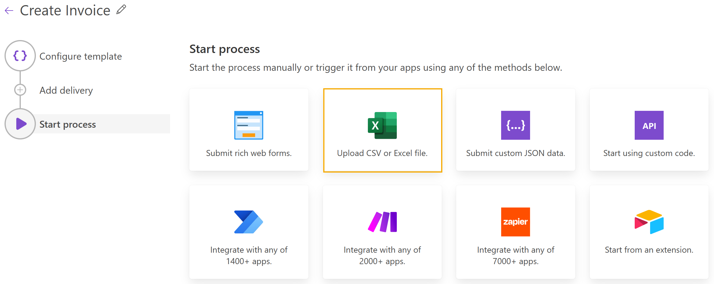Upload CSV or Excel file