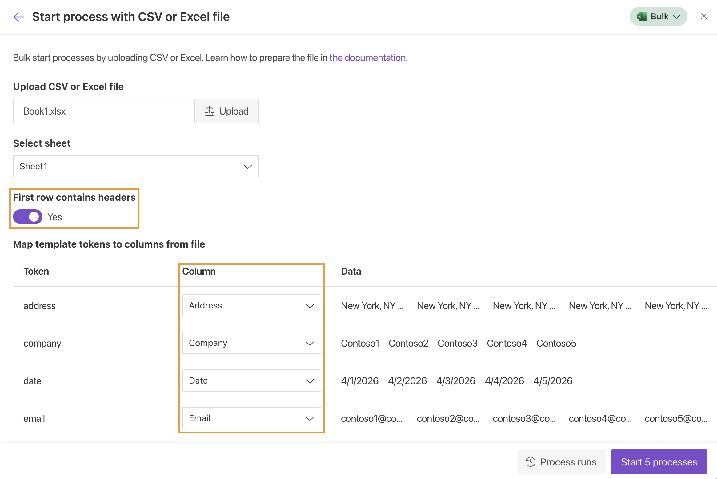 Use first row as column headers