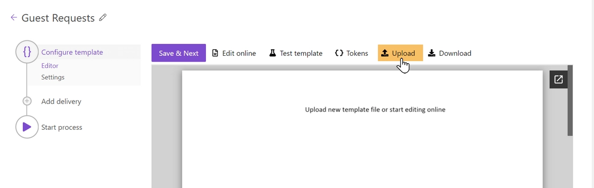 upload template file