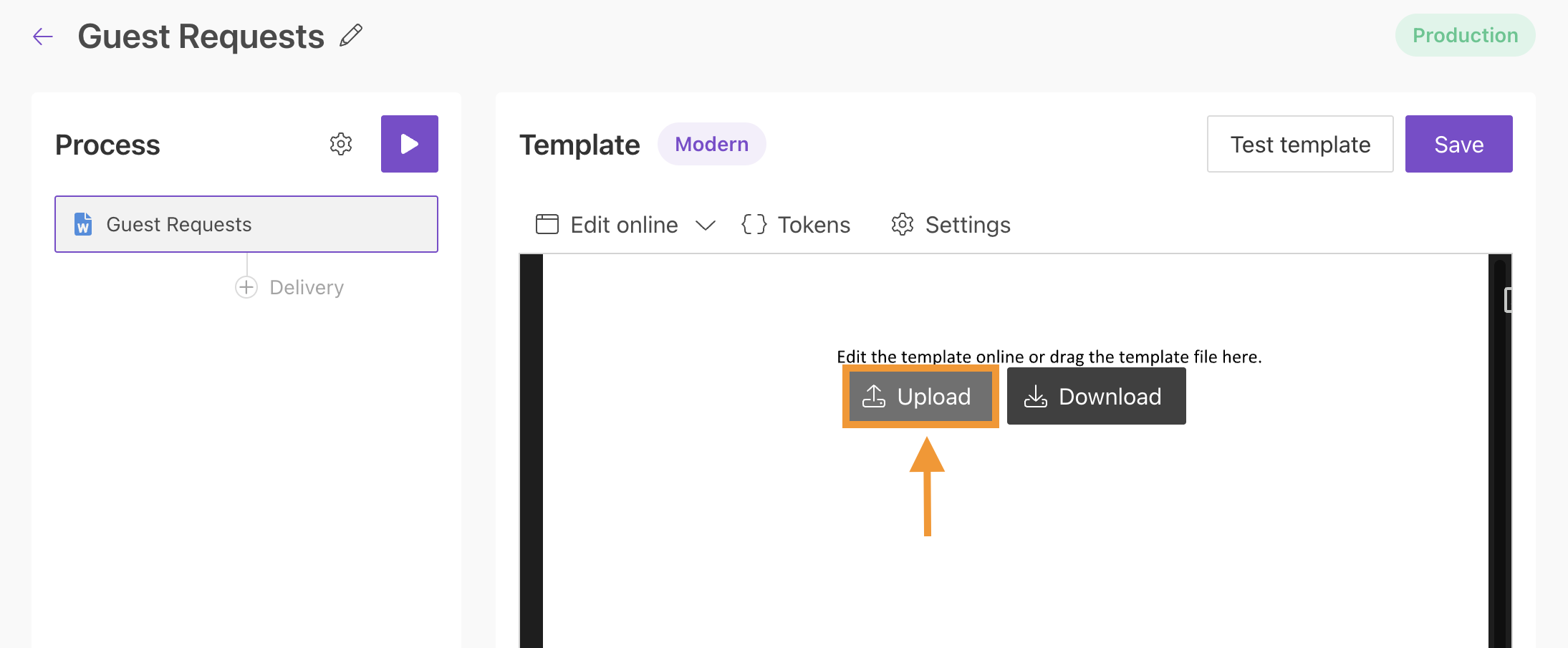 upload template file