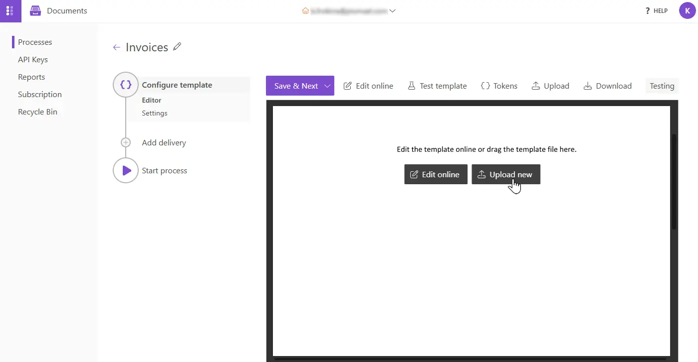 upload template file