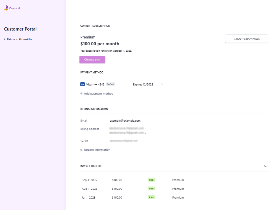 Stripe MyAccount
