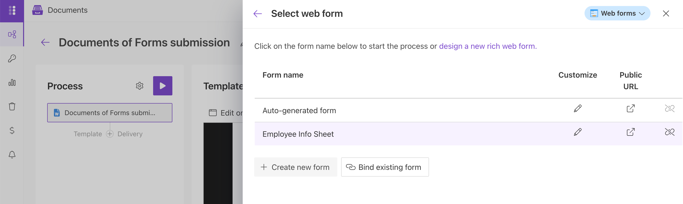 View the Plumsail Web Form bound to the DOCX document process