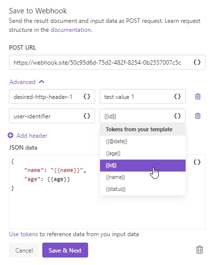 Custom headers and JSON