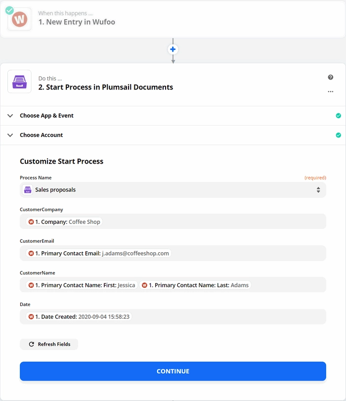 zap Wufoo and Plumsail Documents