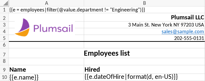 Excel template configured to hide worksheet rows based on data conditions