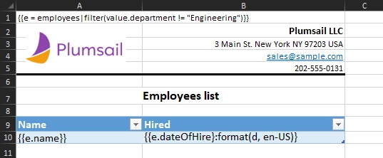 Hide table rows template