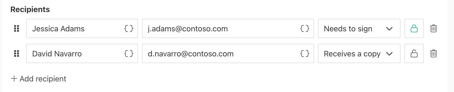 Example of activated signer PIN in Xodo Sign delivery