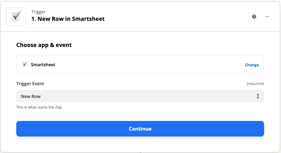 Smartsheet trigger event - New Row