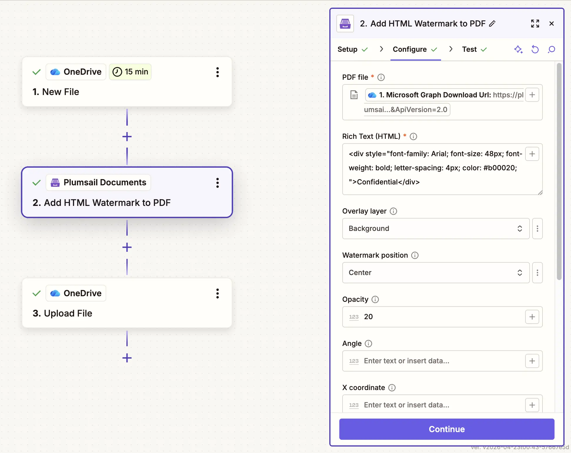 HTML watermark options in Zapier