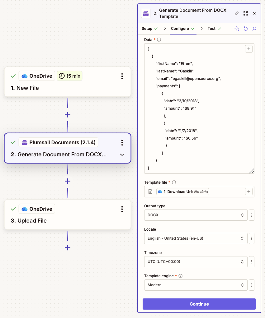 Generate Document from DOCX template Example