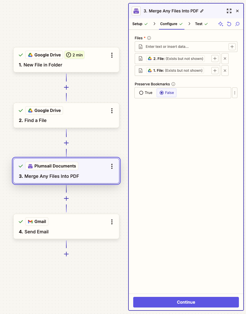 Merge any files into PDF Example