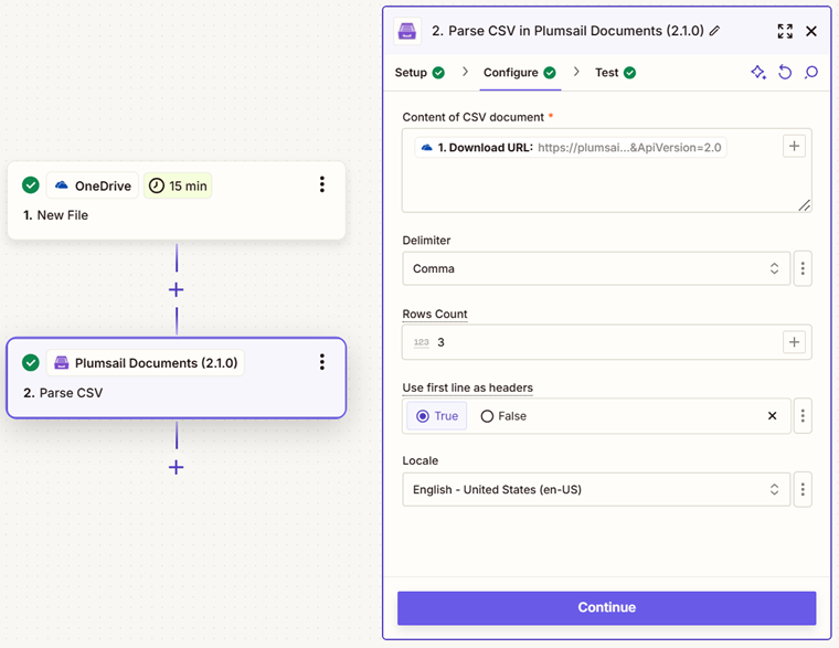 Parse CSV file