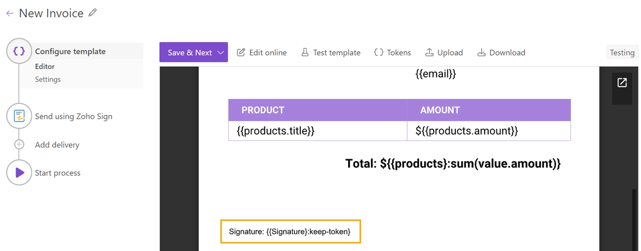 Zoho Sign tags
