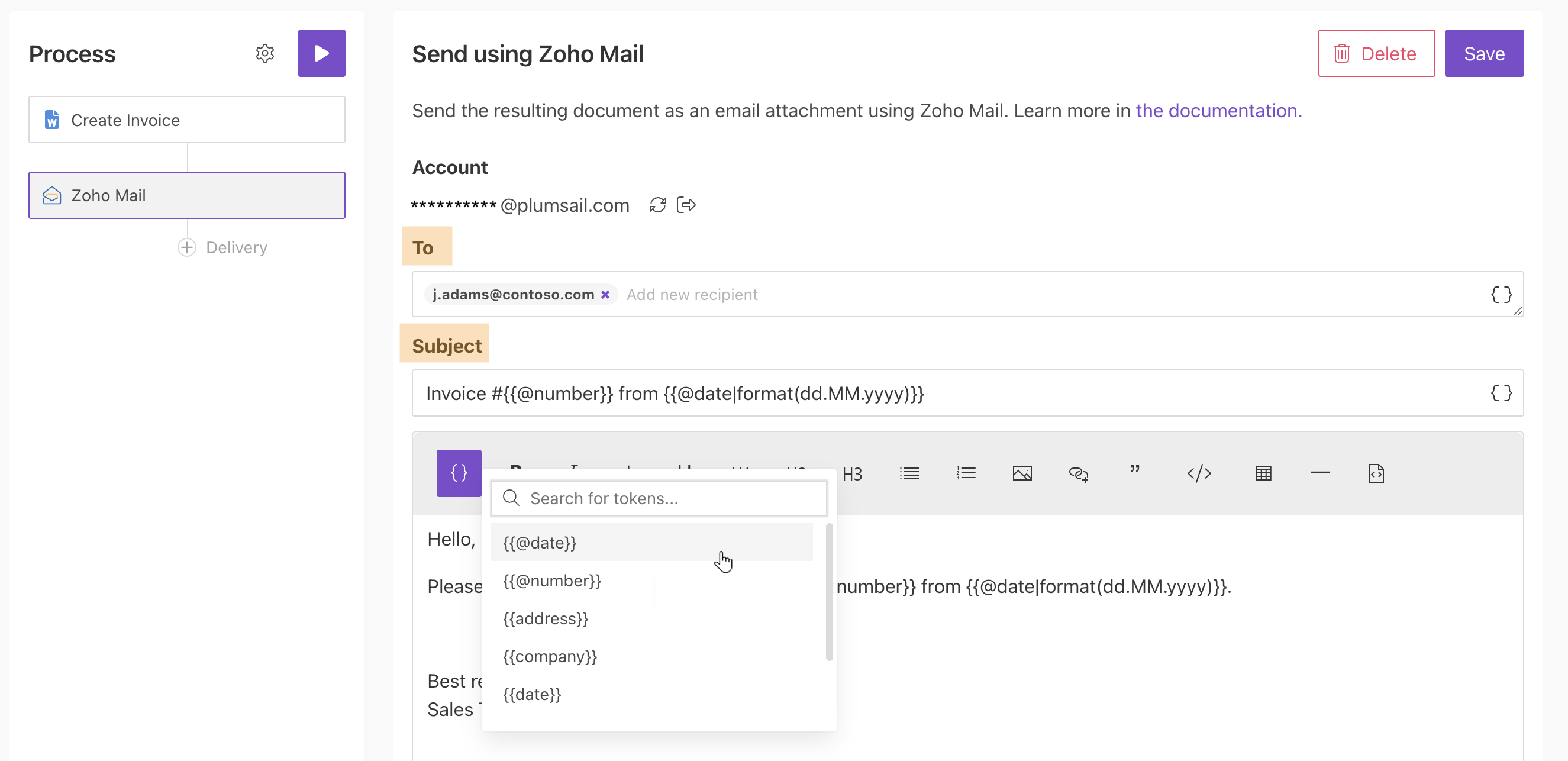 Zoho Mail delivery settings