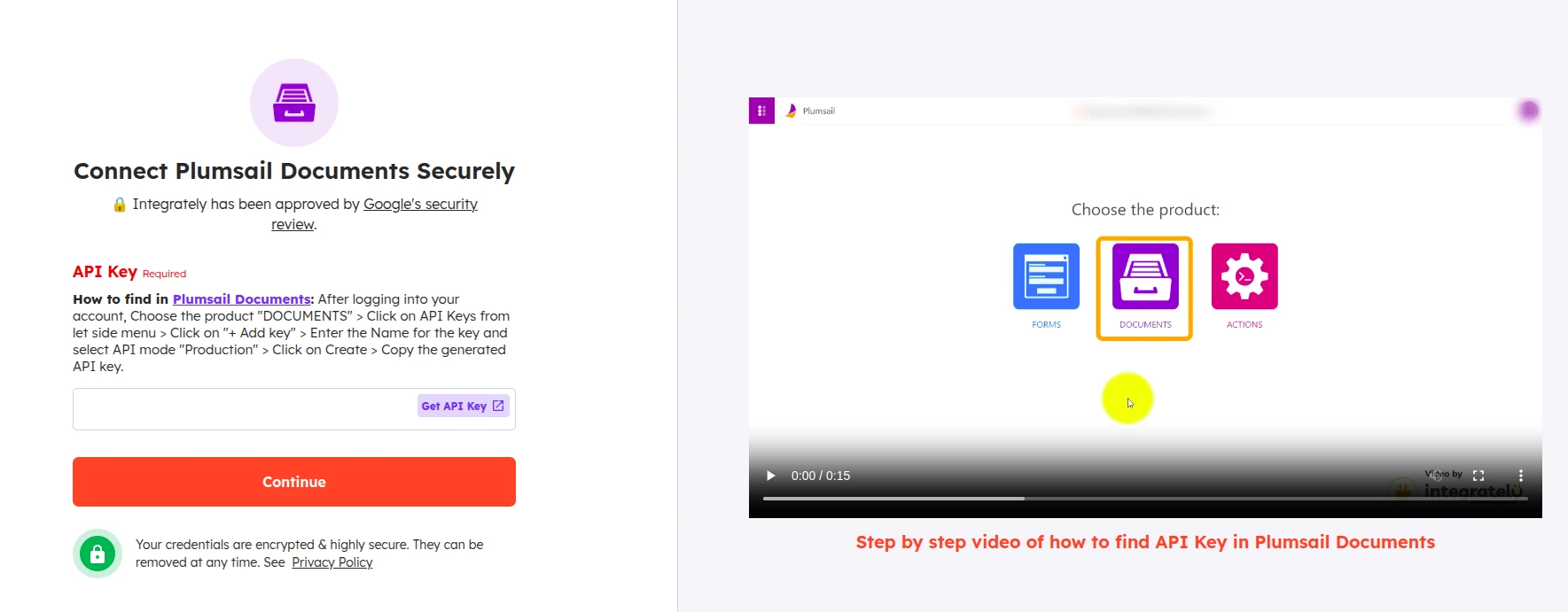 Integrately add API key