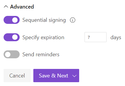 advanced settings in docusign delivery