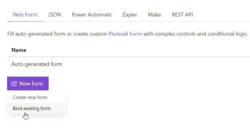 bind form to process