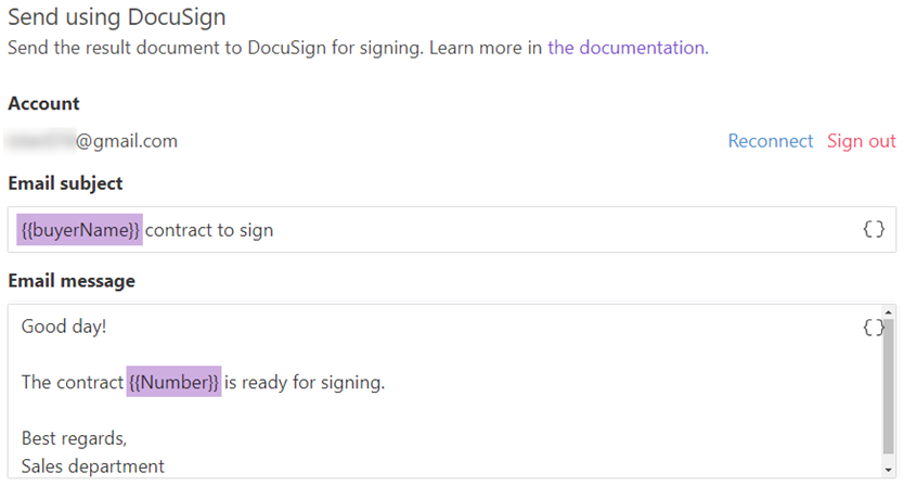 use tokens in email subject and body