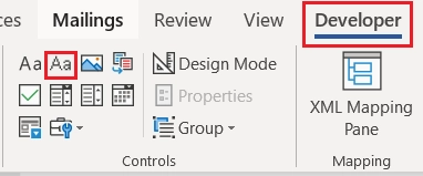Developer tab