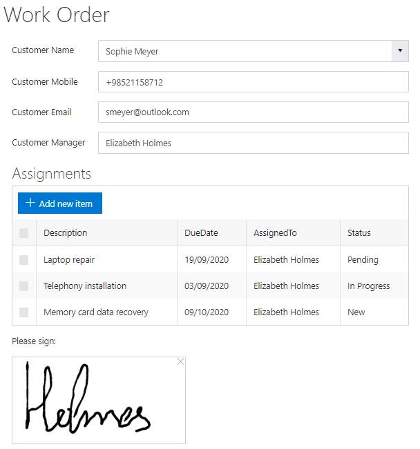 Work Order Form