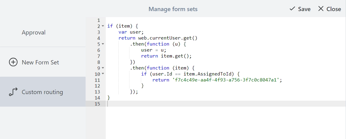 Form Routing button