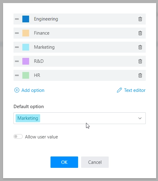 Customize options