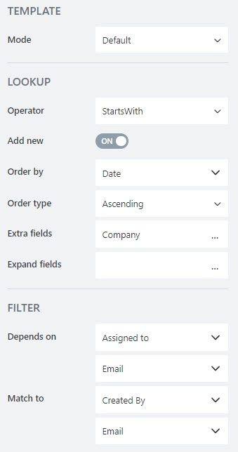 Lookup Column Properties