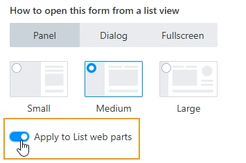 Apply to List web parts