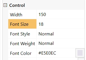 Field control's font size