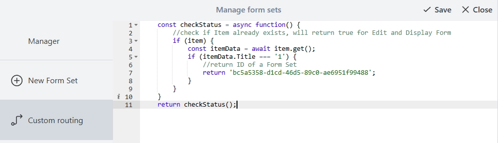 Form Routing button