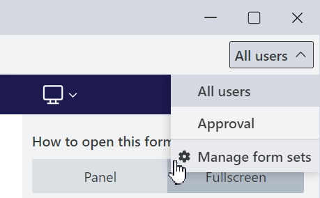 Manage form sets
