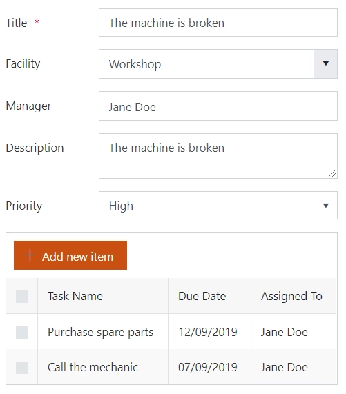 Issue form