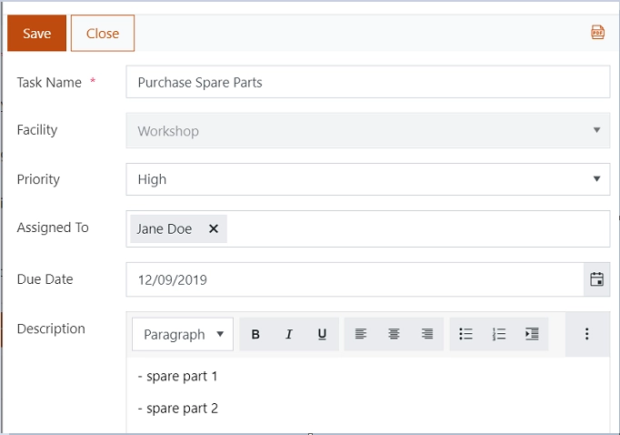Task form