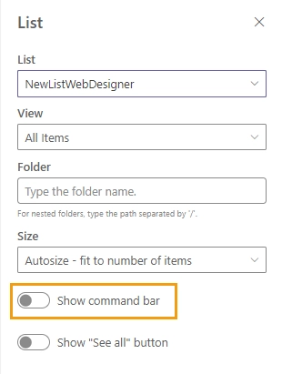 Hide command bar