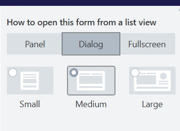 Form Dialog settings