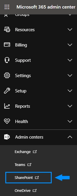 Admin center for SharePoint