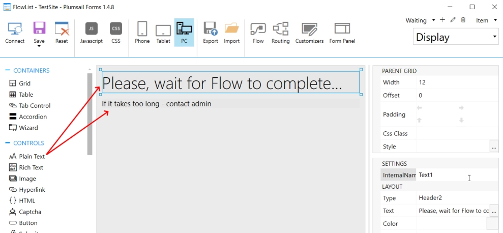 Waiting form