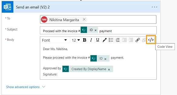 Code view