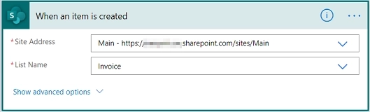 Selecting site and list name