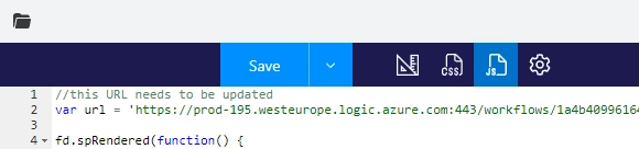 JavaScript editor with new URL
