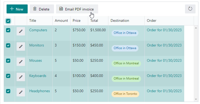 New button on the form