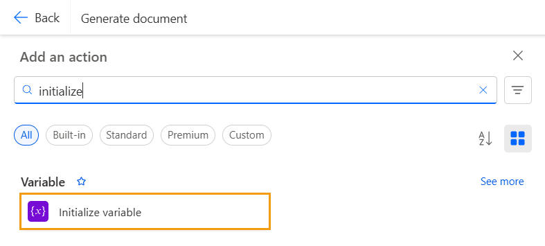 Search for Initialize variable