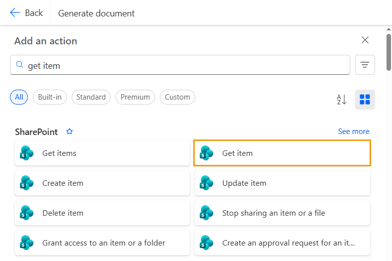 Search for SharePoint Get Item