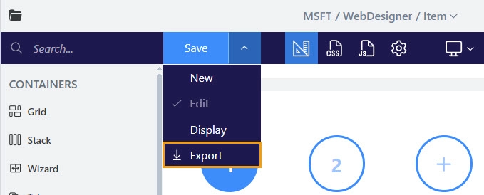 Export button