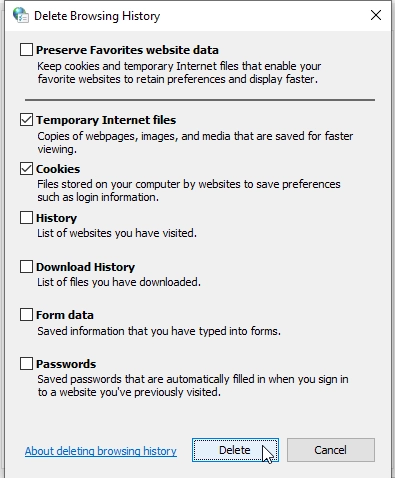 Delete Temporary Internet files