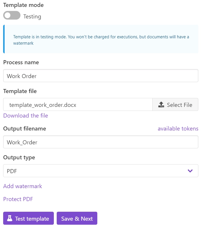 Configure Template