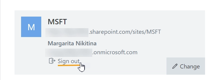 Sign out button