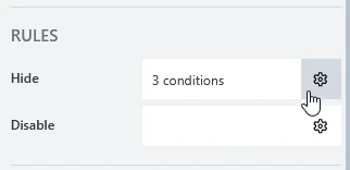 Rule properties, available in the property inspector in design mode